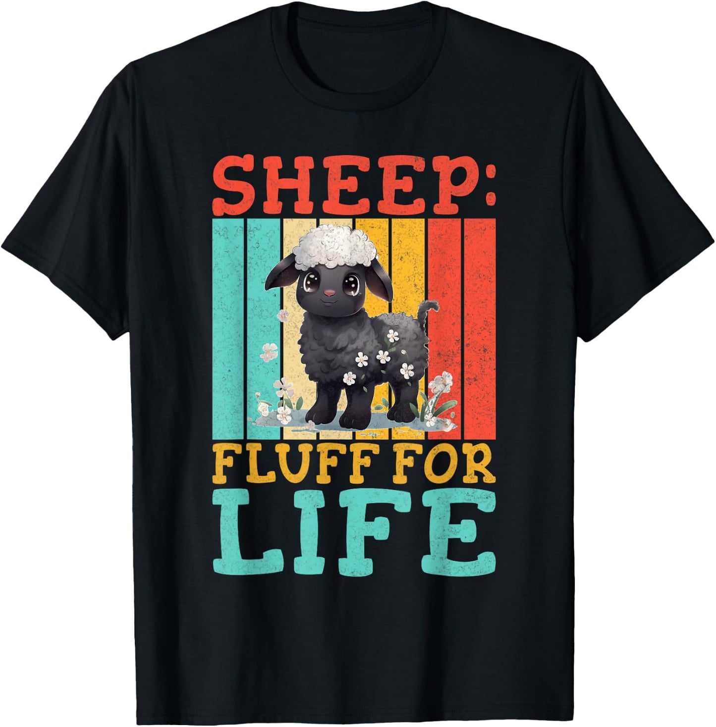 Sheep Fluff fir Life Sheep T-Shirt - T-Shirt | Black