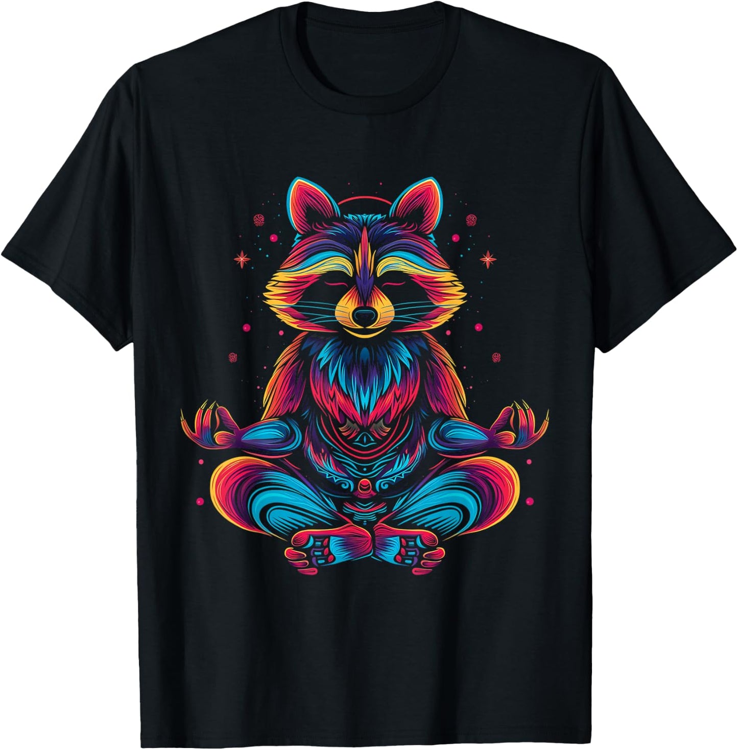 Raccoon Meditating Animal Meditation Zen Funny Yoga Yogi T-Shirt - T-Shirt | Black