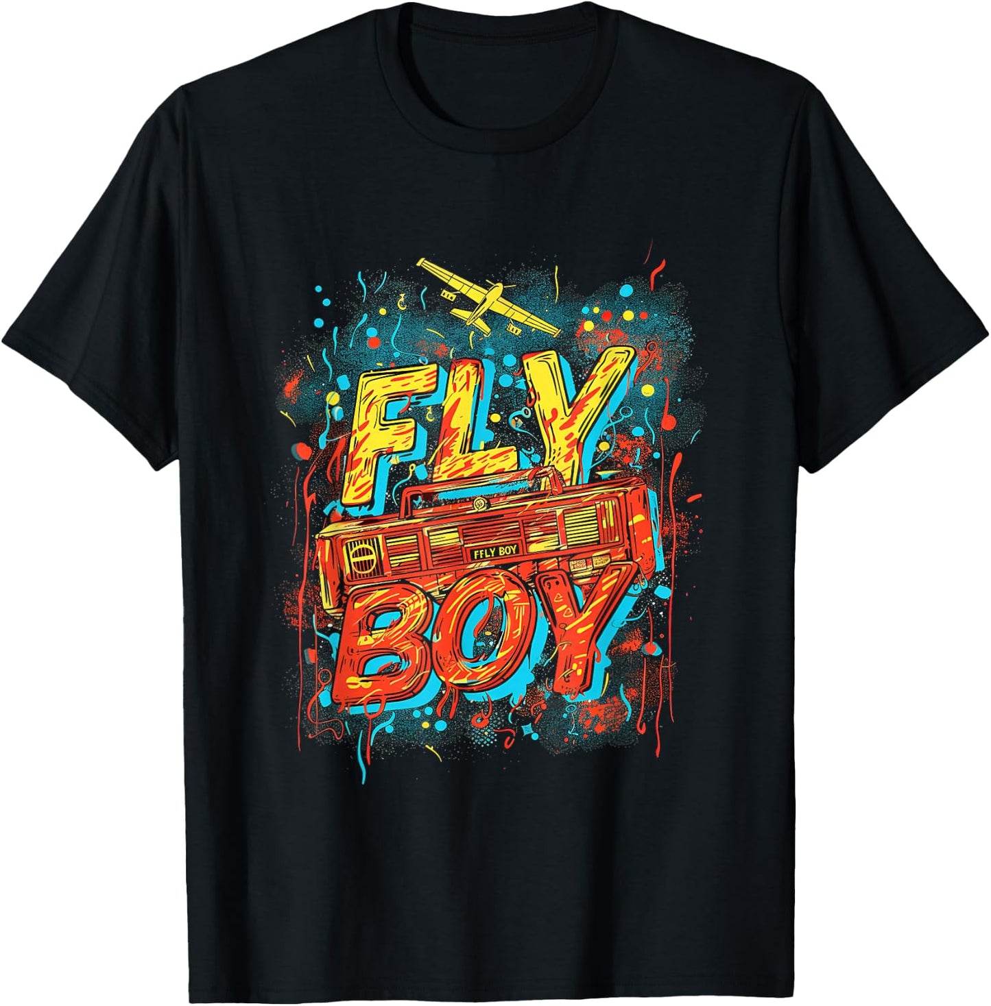 Fly Boy Hip Hop 80s 90s Urban Graffiti Style T-Shirt - T-Shirt | Black