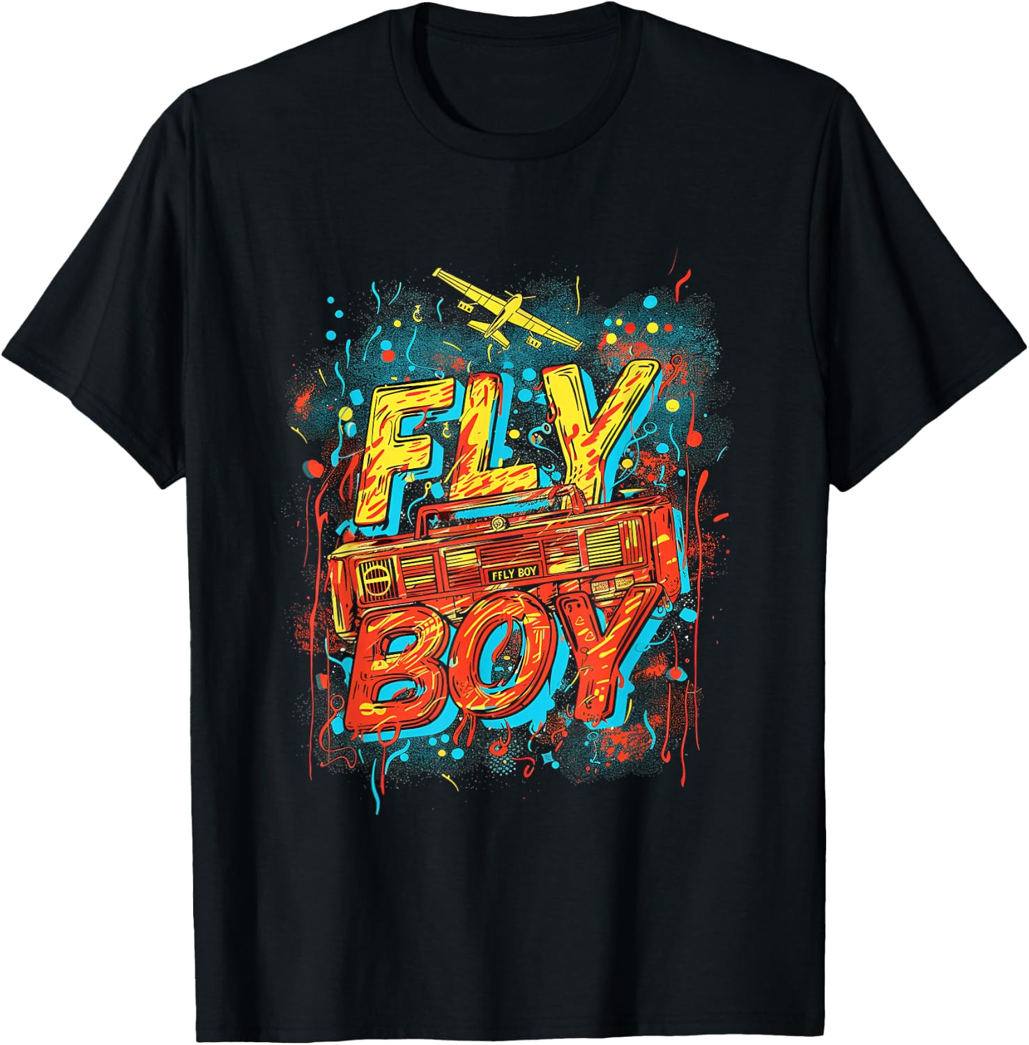 Fly Boy Hip Hop 80s 90s Urban Graffiti Style T-Shirt - T-Shirt | Black