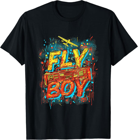 Fly Boy Hip Hop 80s 90s Urban Graffiti Style T-Shirt - T-Shirt | Black