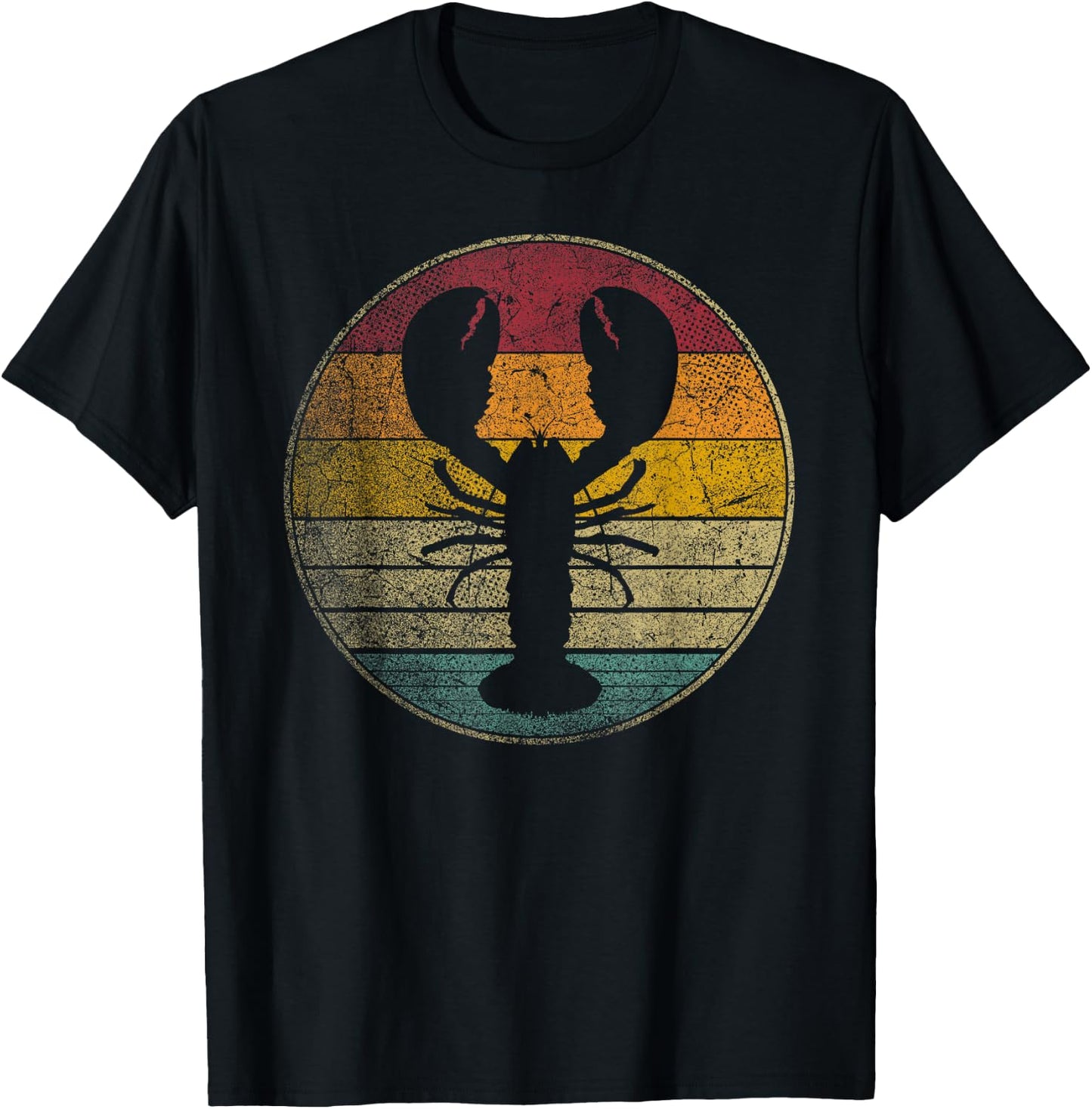 Lobster Fish Seafood Fishing Vintage Distressed Retro Style T-Shirt - T-Shirt | Black