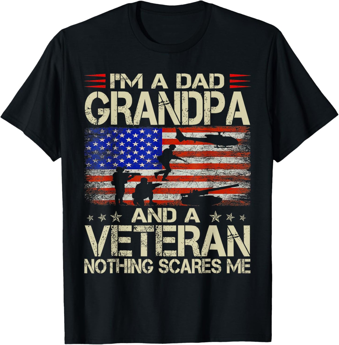 I'm A Dad Grandpa And Veteran Father's Day T-Shirt - T-Shirt | Black