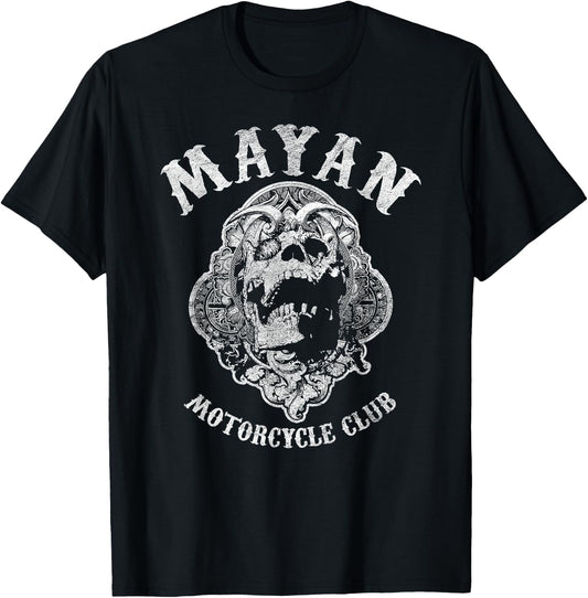 Mayan Motorcycle Vintage - Skull Anarchy T-Shirt - T-Shirt | Black