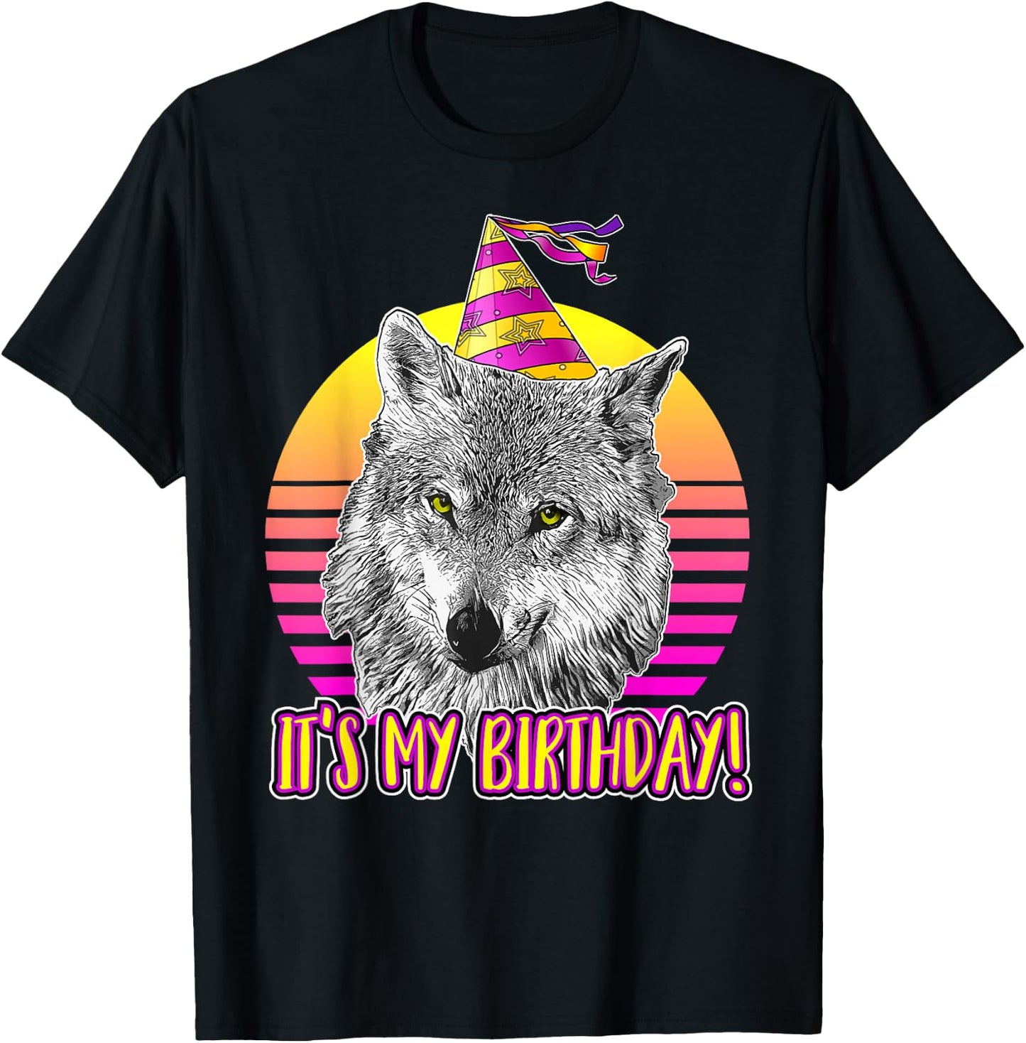 Wolf Themed Birthday Party - Cute Retro Wolves Lover T-Shirt - T-Shirt | Black