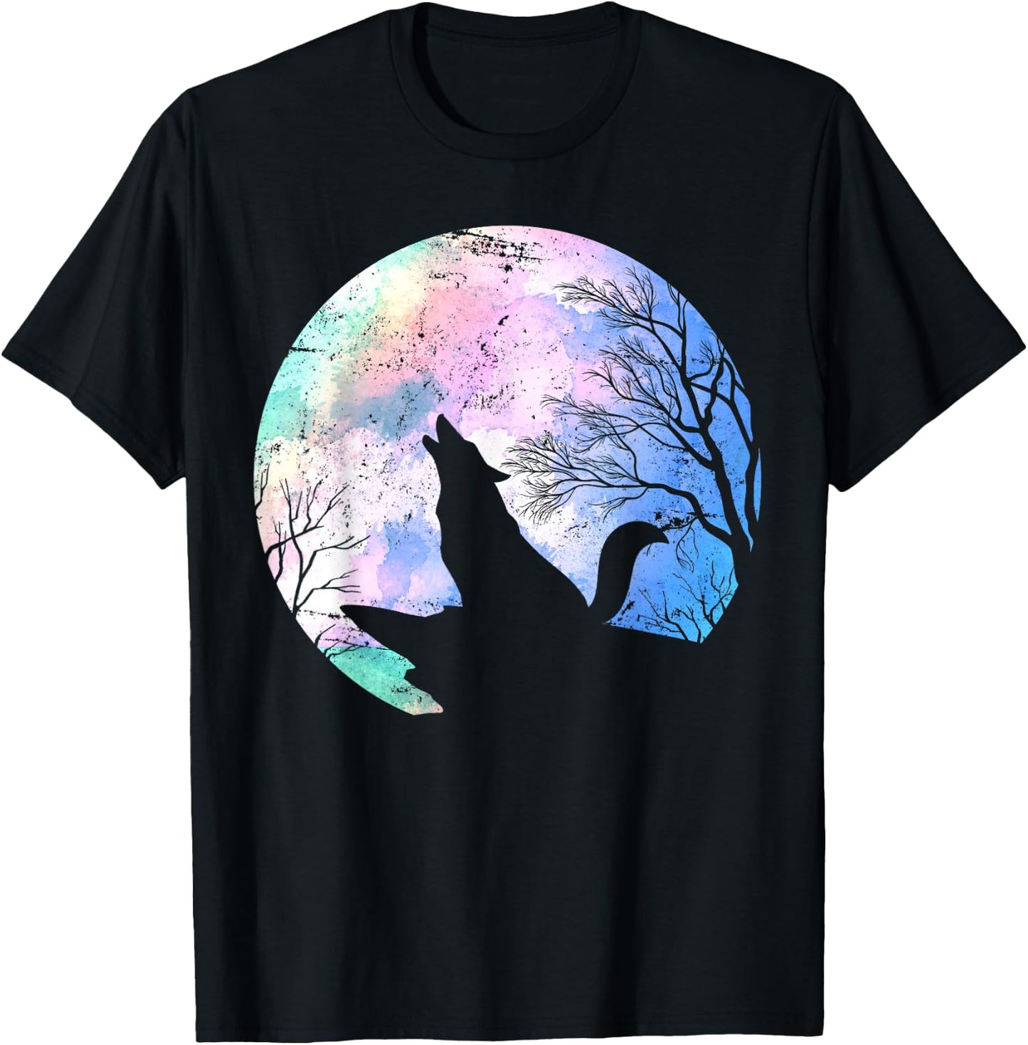 Forest Animal Wolf Predator Gift Wildlife Full Moon Wolf T-Shirt - T-Shirt | Black