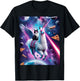 Laser Eyes Outer Space Cat Riding Llama Unicorn Ufo Tacos T-Shirt - T-Shirt | Black