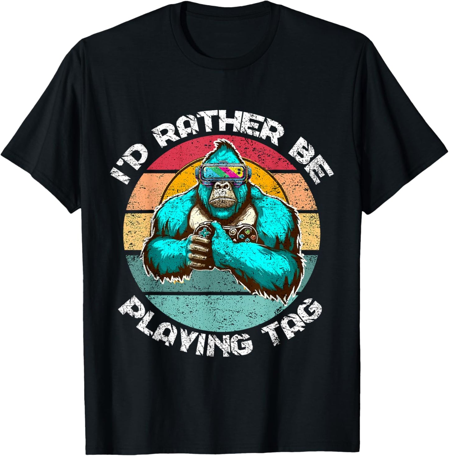 I'd Rather Be Playing Tag Gorilla Monke Tag Gorilla VR Gamer T-Shirt - T-Shirt | Black