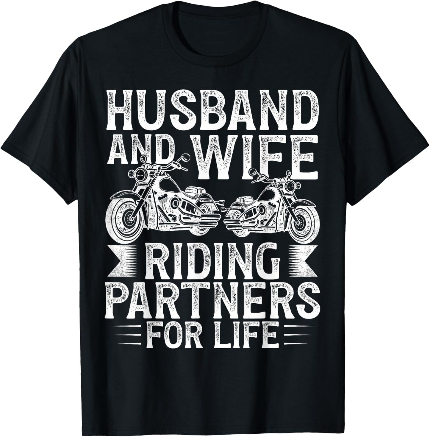Husband And Wife Riding Partner For Life Motorcycle Biker T-Shirt - T-Shirt | Black