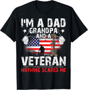 Father's Day - Veterans Day- I'm a Dad Grandpa and a Veteran T-Shirt - T-Shirt | Black