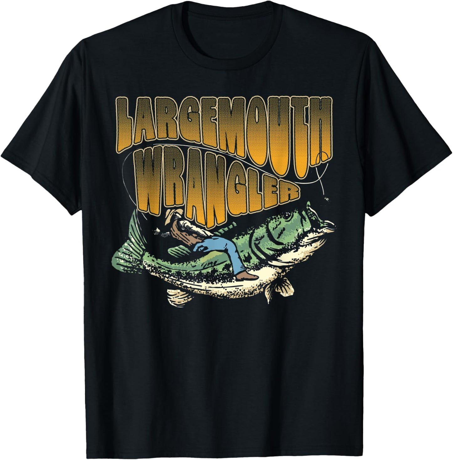 Largemouth Bass Wrangler Funny Bass Fisherman Fishing T-Shirt - T-Shirt | Black