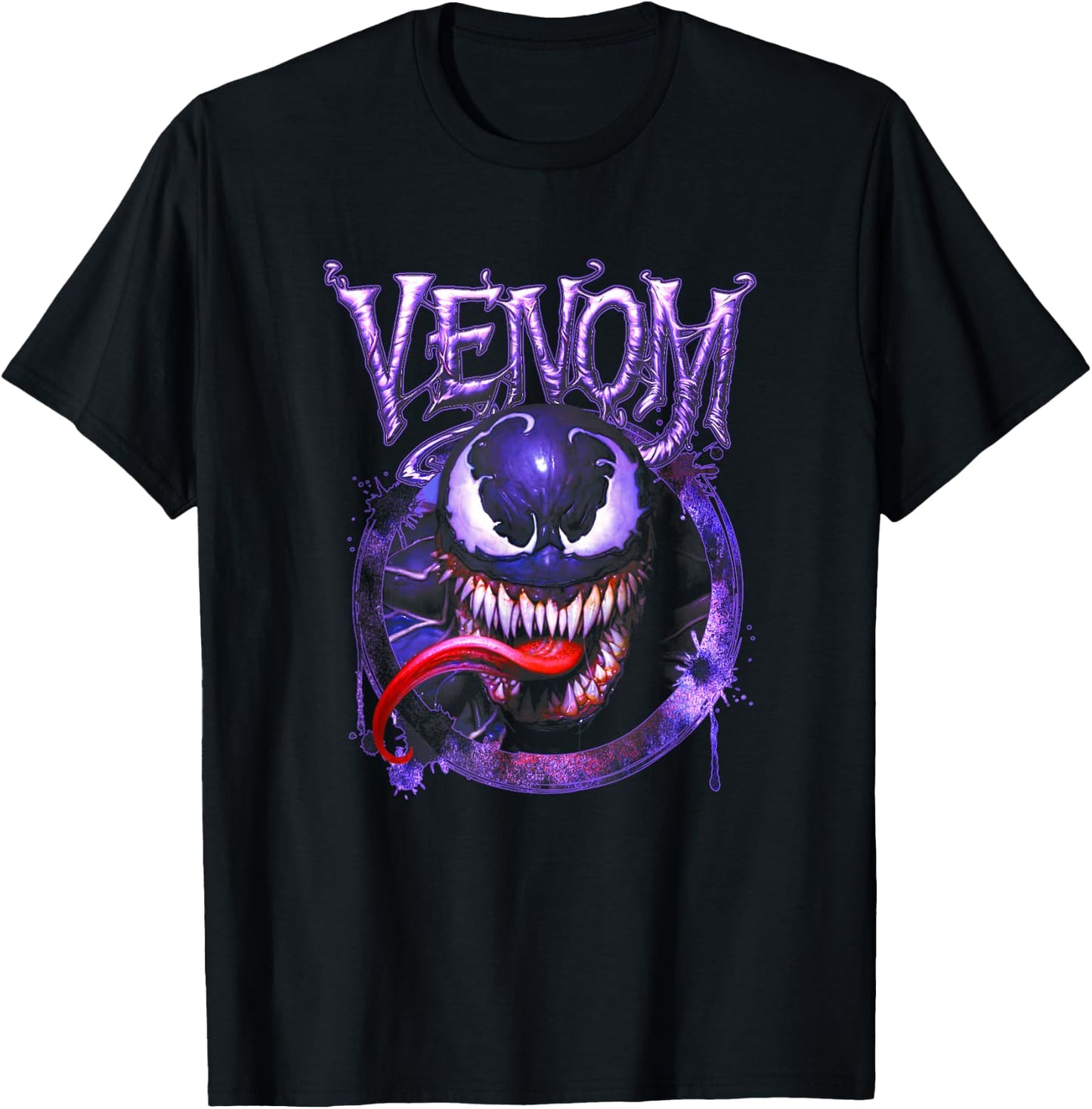 Marvel Spider-Man Venom Scary Face Dripping Vintage Portrait T-Shirt - T-Shirt | Black