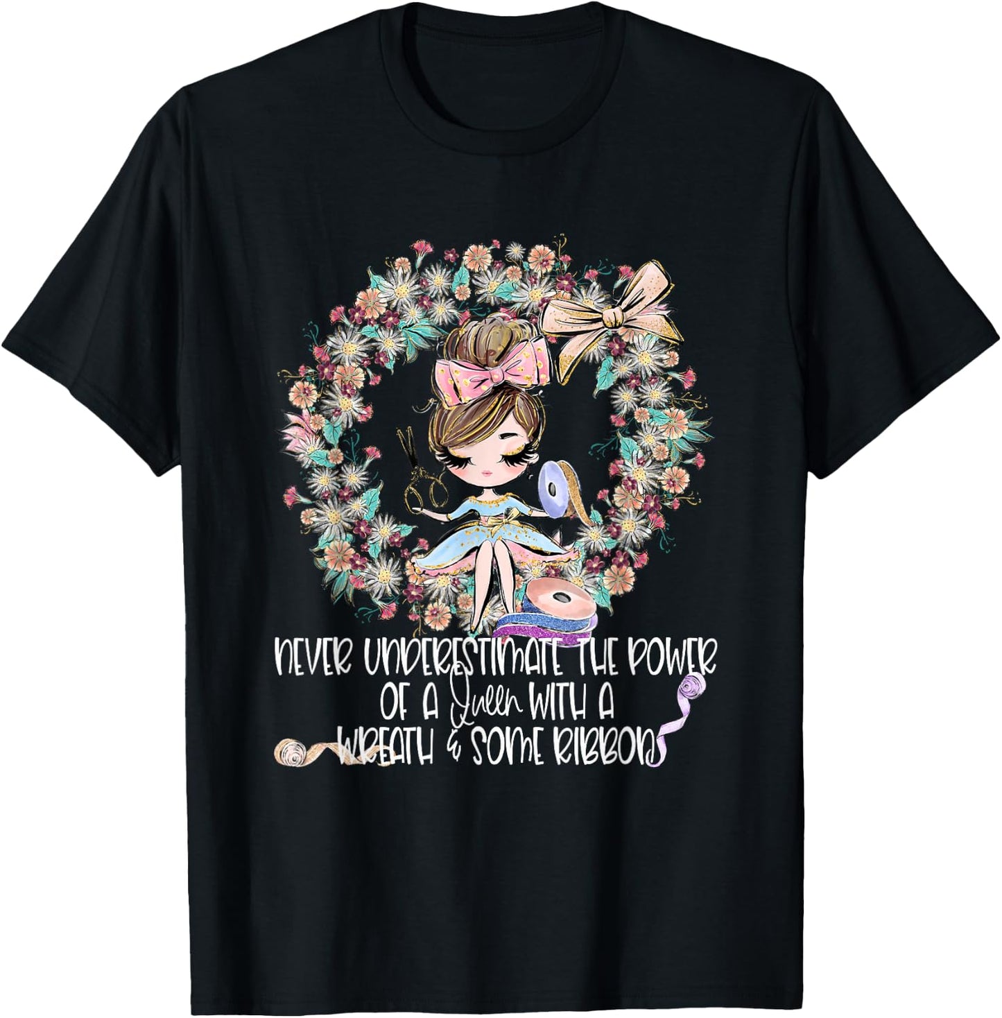 Wreath Making Crafter Ribbon Crafting Mom Craft Maker Woman T-Shirt - T-Shirt | Black