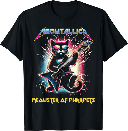 Meowtallica Meowster of Purrpets - Funny Cat T-Shirt - T-Shirt | Black