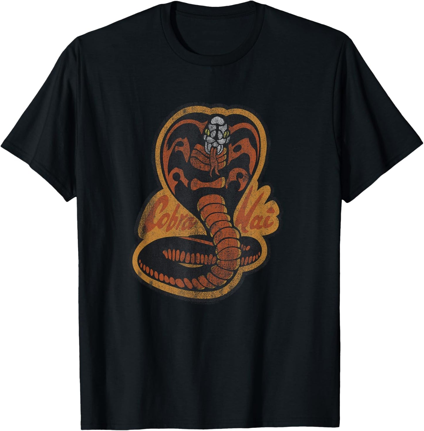 Cobra Kai Distressed Vintage Snake Logo TV Show T-Shirt - T-Shirt | Black