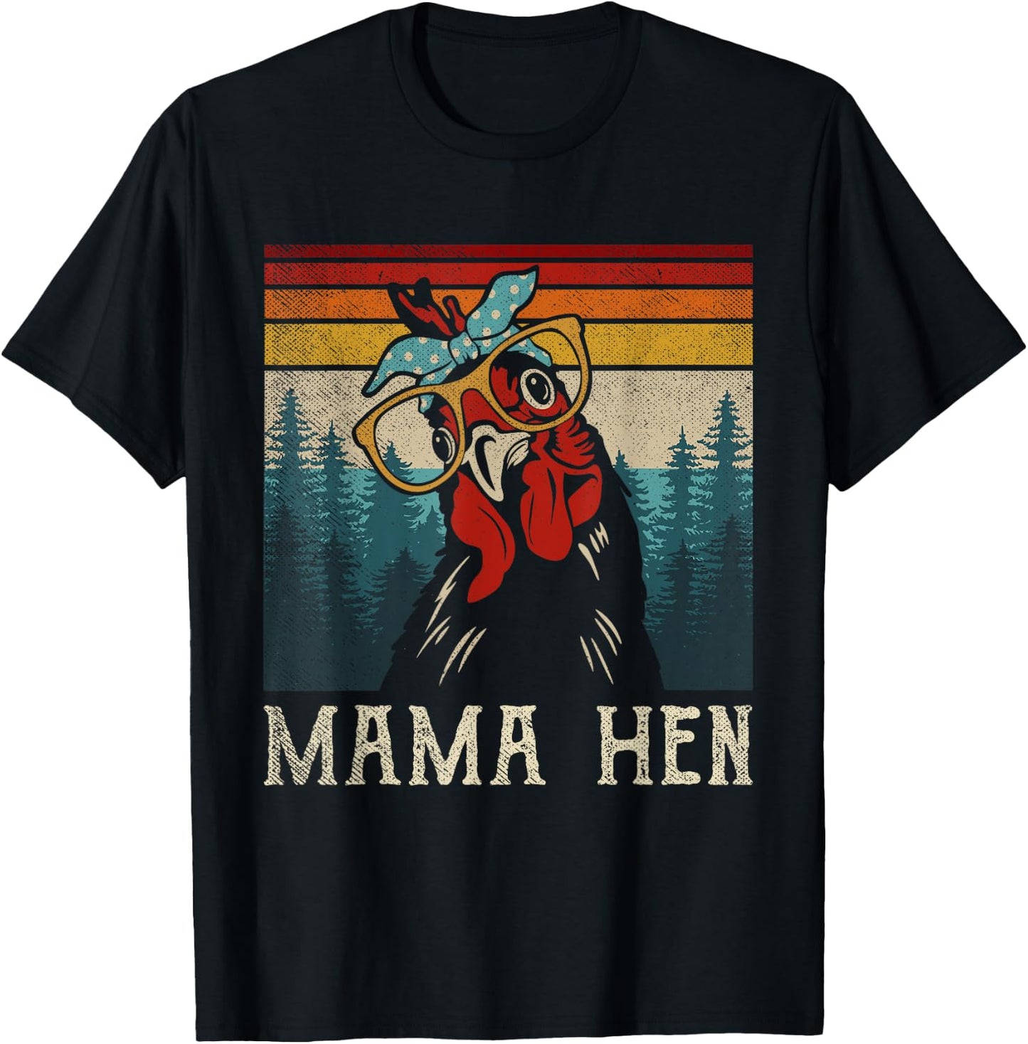 Funny Mama Hen Shirt Vintage Retro Chicken Mom Mother T-Shirt - T-Shirt | Black