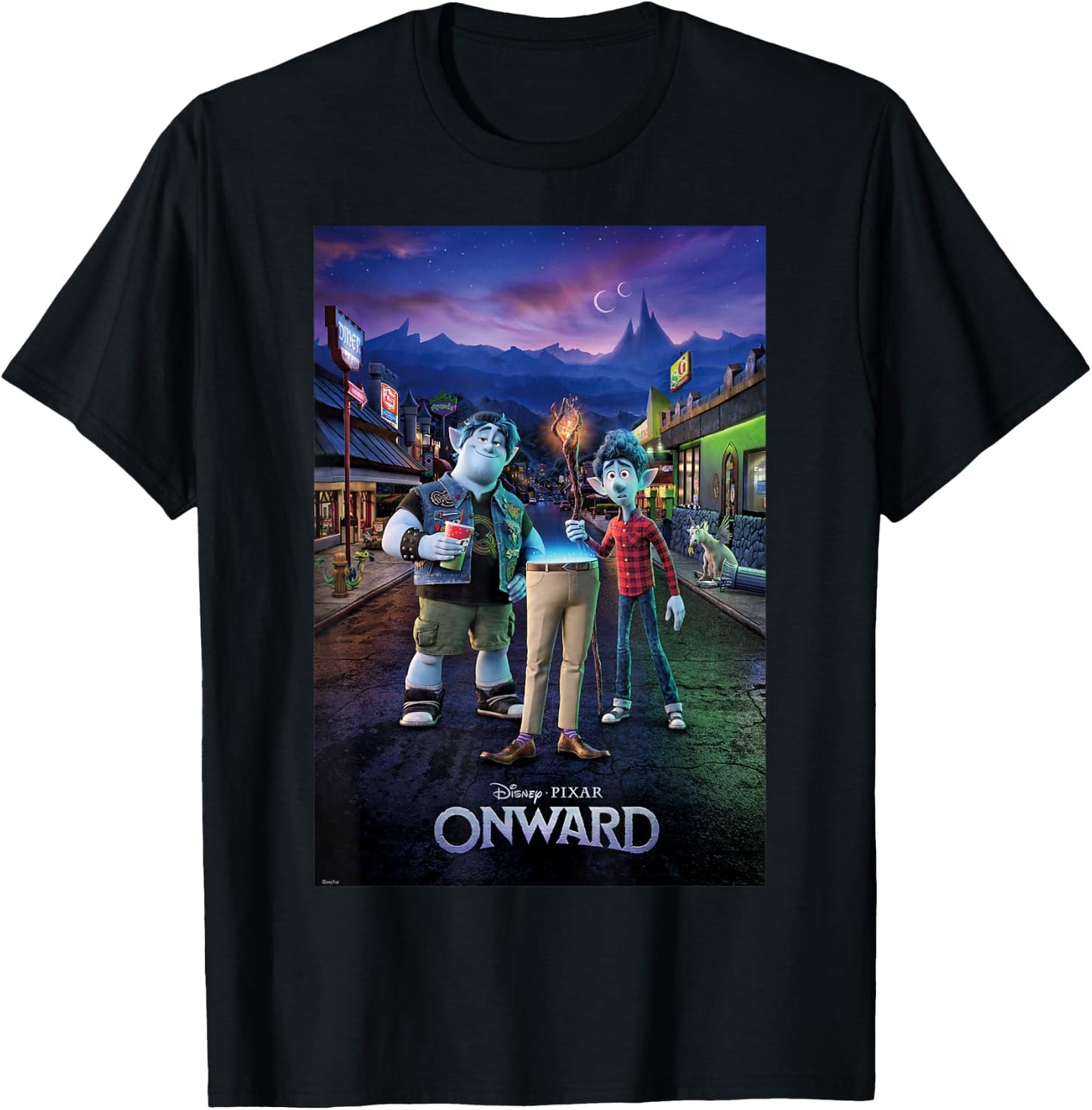 Disney Pixar Onward Group Shot Poster T-Shirt - T-Shirt | Black
