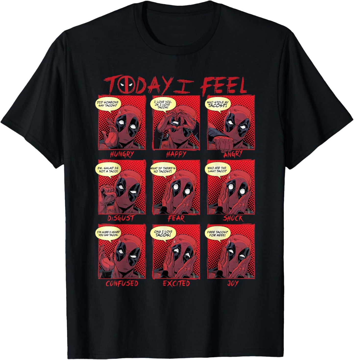 Marvel Deadpool Today I Feel Panels Small T-Shirt - T-Shirt | Black
