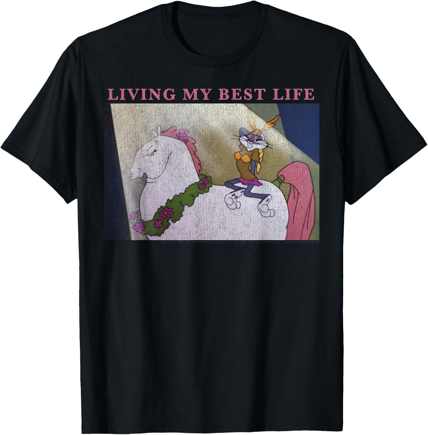 Looney Tunes Bugs Bunny Living My Best Life T-Shirt - T-Shirt | Black
