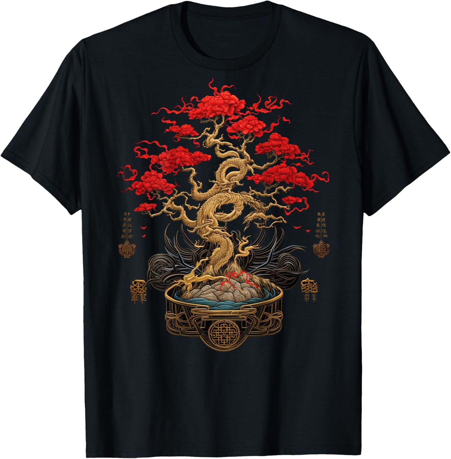 Back Print Vintage Y2K Streetwear Fashion Women Men Bonsai T-Shirt - T-Shirt | Black