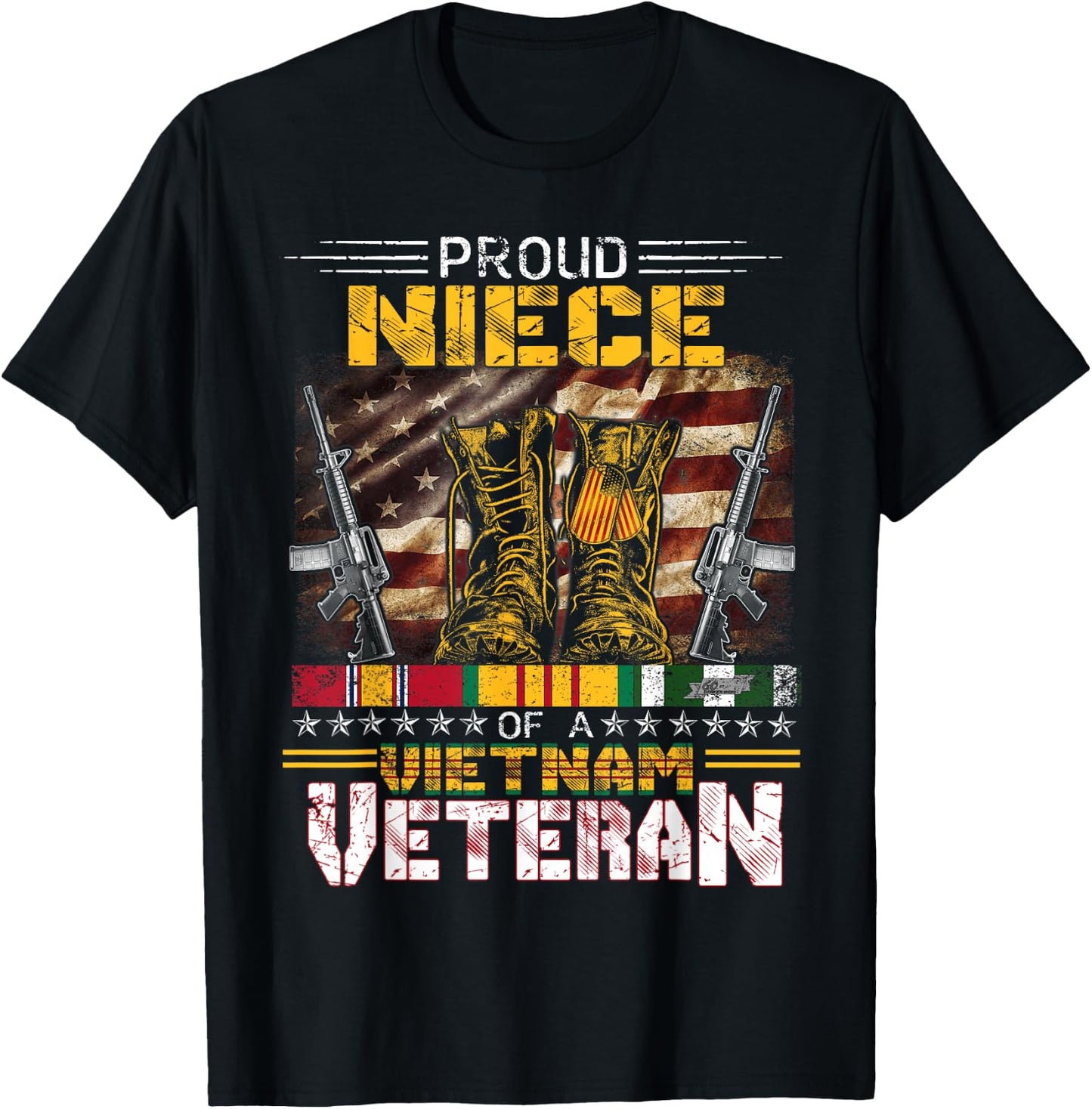 Proud Niece Of A Vietnam Veteran Shirt | Vietnam War Vet T-Shirt - T-Shirt | Black