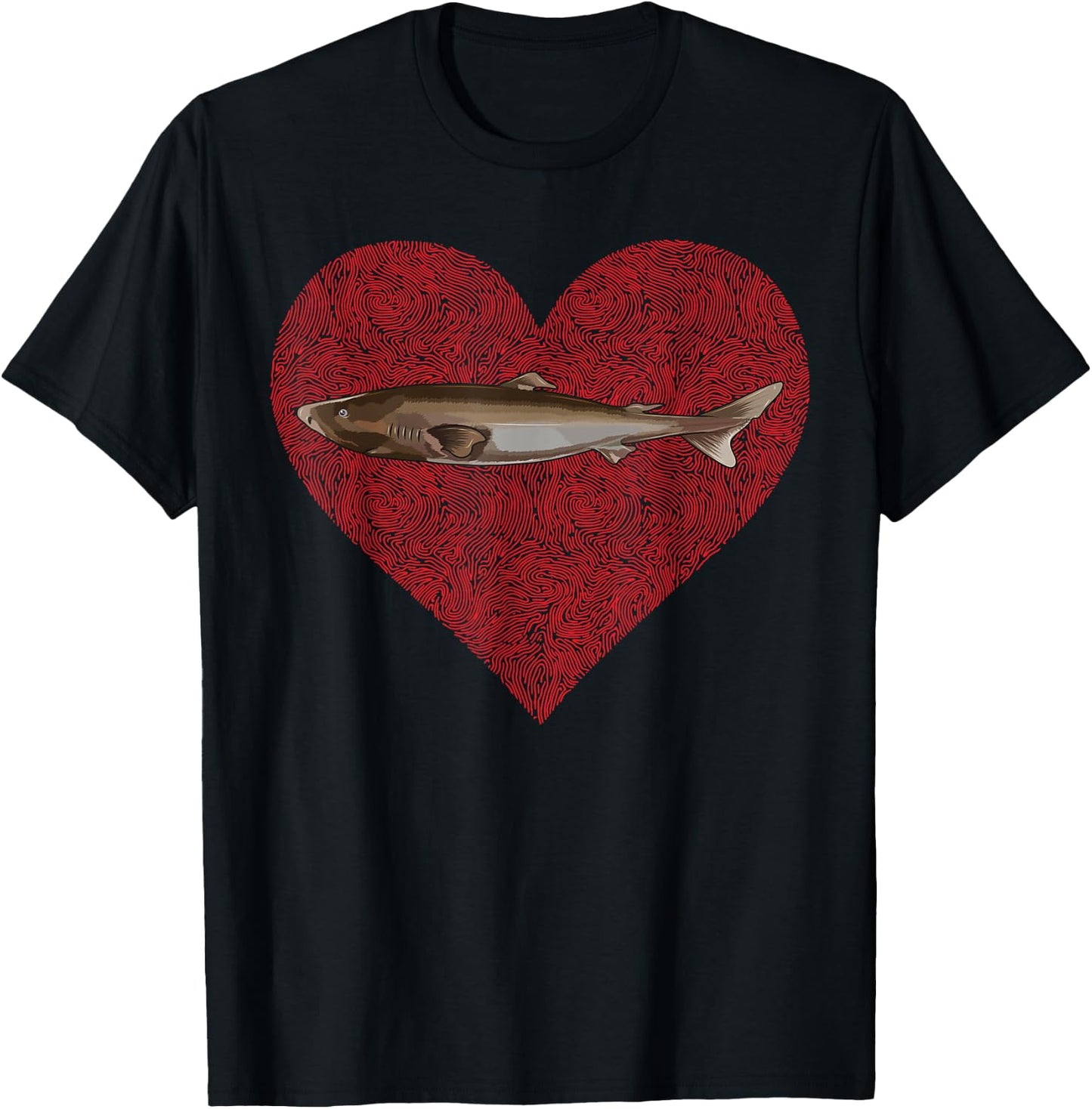 Greenland Shark Valentines Day Love Fingerprint T-Shirt - T-Shirt | Black