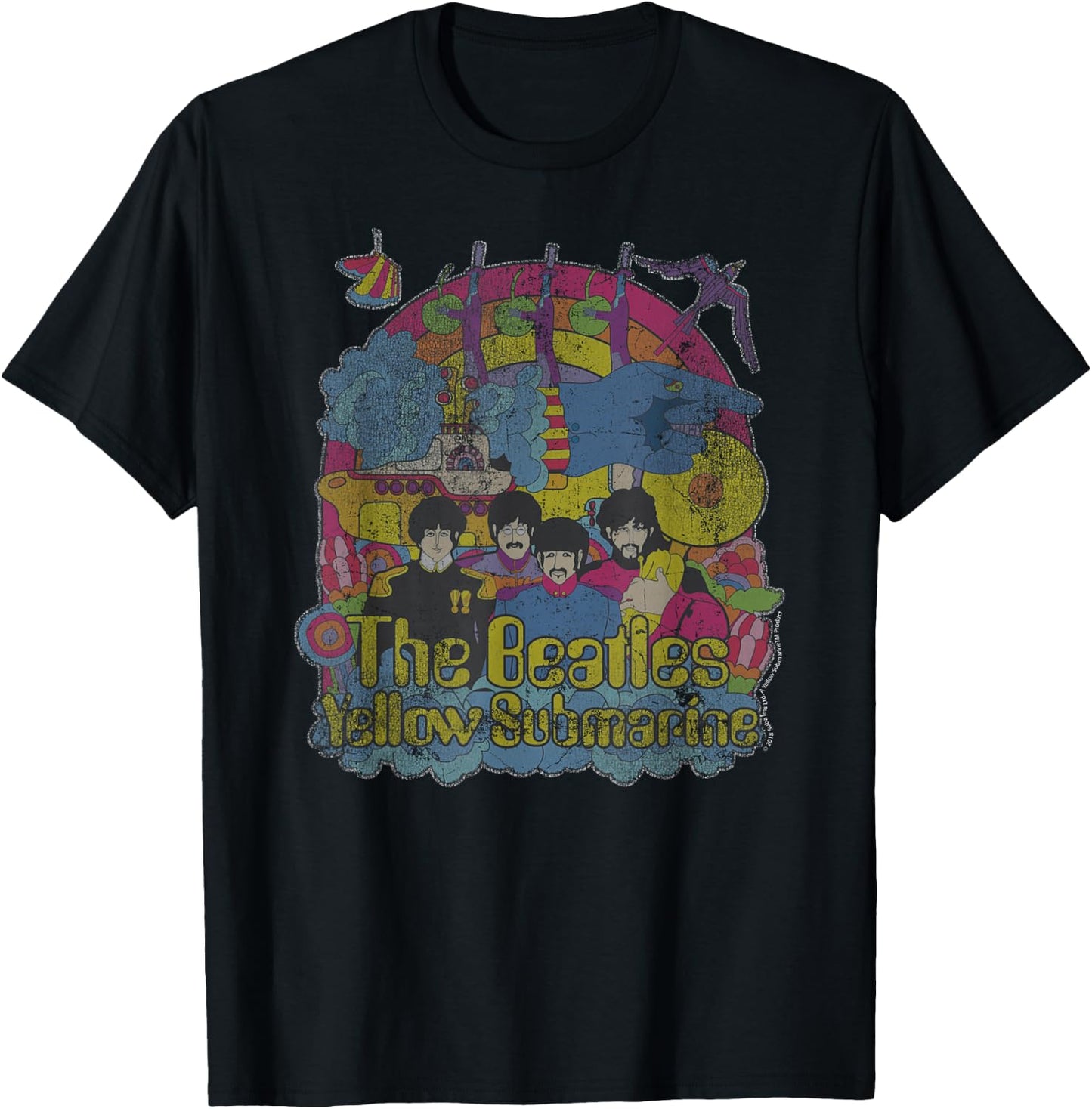 The Beatles - Yellow Submarine Bursting Beatles T-Shirt - T-Shirt | Black
