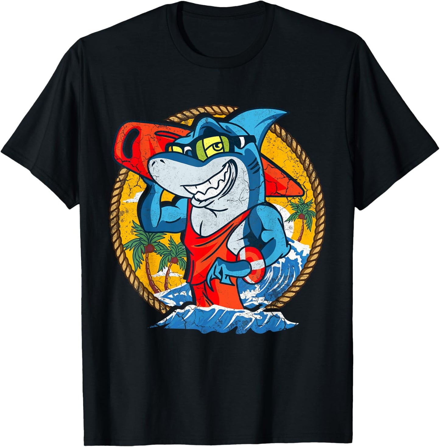 Sharks Beach Lifeguard Ocean Lake House Pool Swimming Summer T-Shirt - T-Shirt | Black