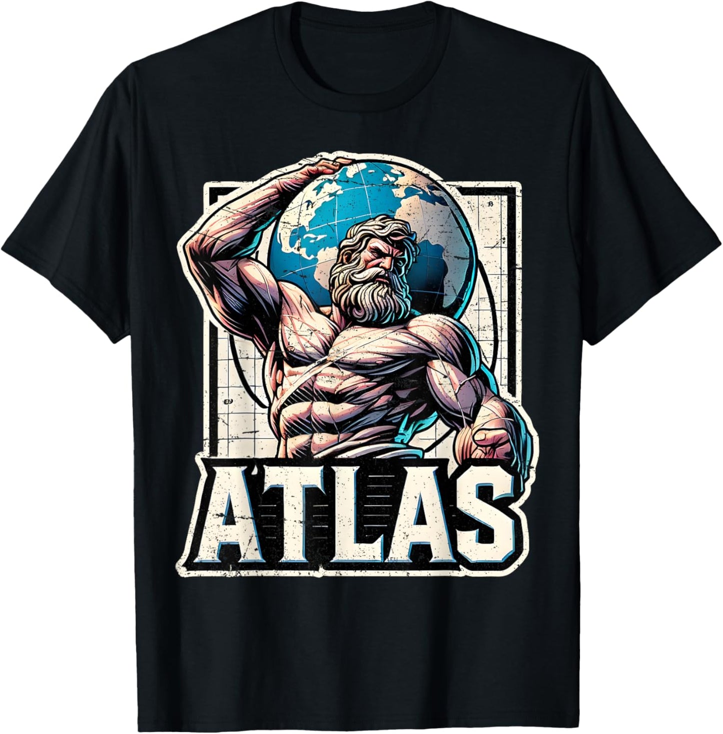 Atlas Greek God Mythology Titan Ancient Greece T-Shirt - T-Shirt | Black