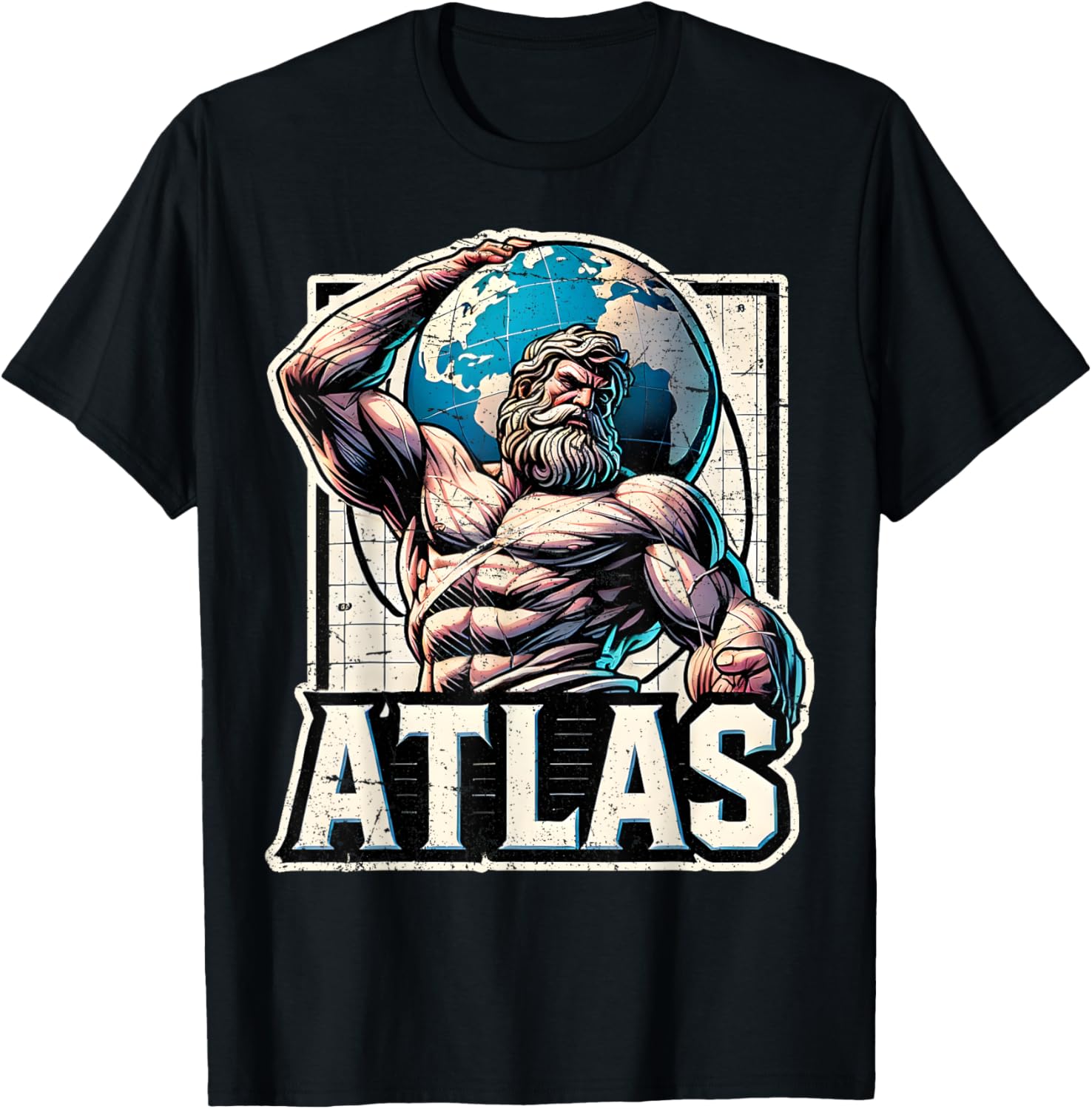 Atlas Greek God Mythology Titan Ancient Greece T-Shirt - T-Shirt | Black
