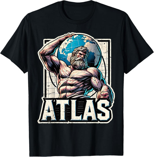 Atlas Greek God Mythology Titan Ancient Greece T-Shirt - T-Shirt | Black