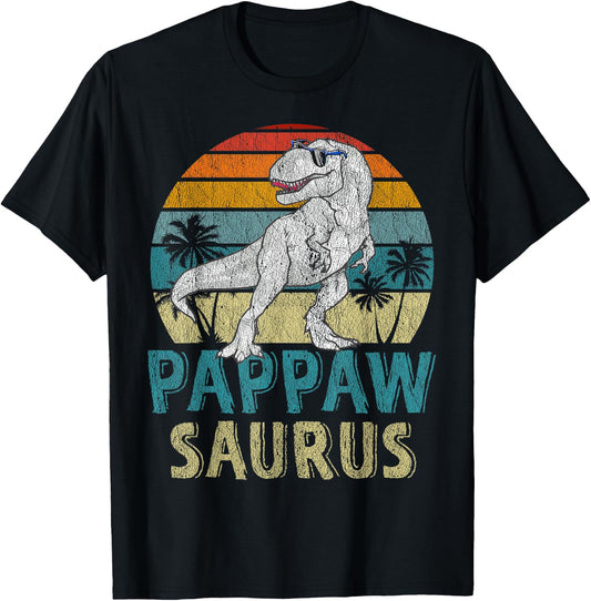 Pappawsaurus T Rex Dinosaur Pappaw Saurus Family Matching T-Shirt - T-Shirt | Black