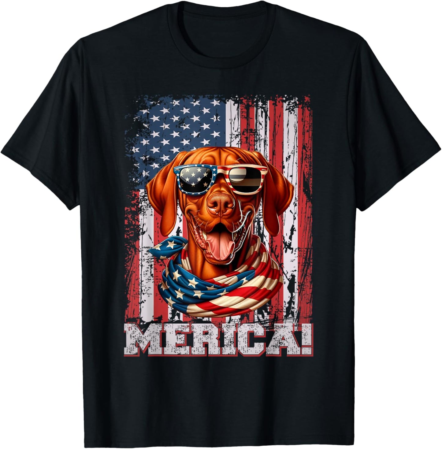 Vizsla Dog Lover Flag 4th Of July Patriotic T-Shirt - T-Shirt | Black