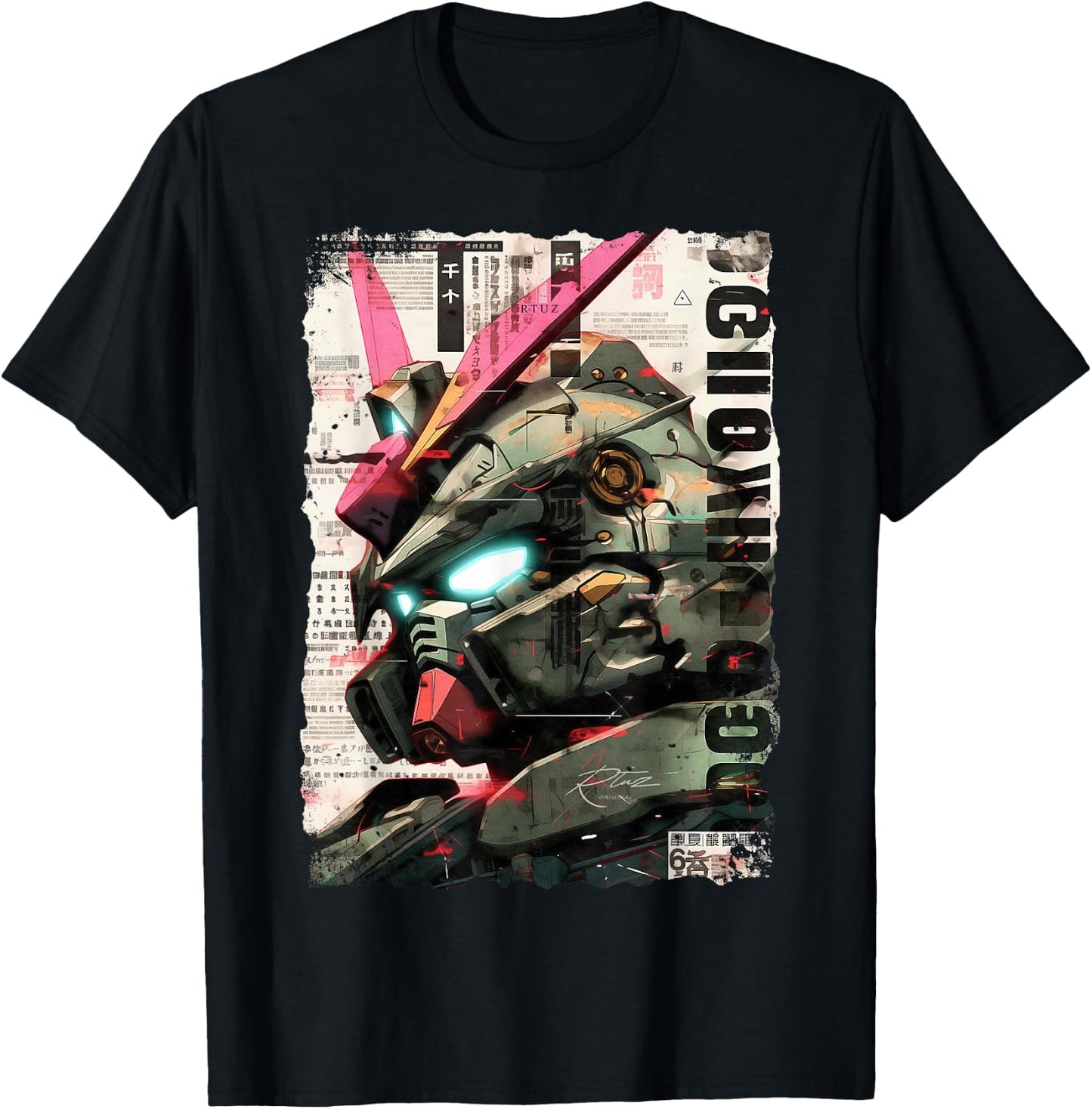 Cyberpunk Japanese cyborg futuristic robot , Small T-Shirt - T-Shirt | Black