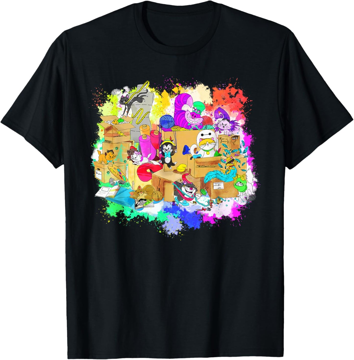 Disney Cats Cheshire Cat Figaro Marie Mochi & Kitten Yzma T-Shirt - T-Shirt | Black