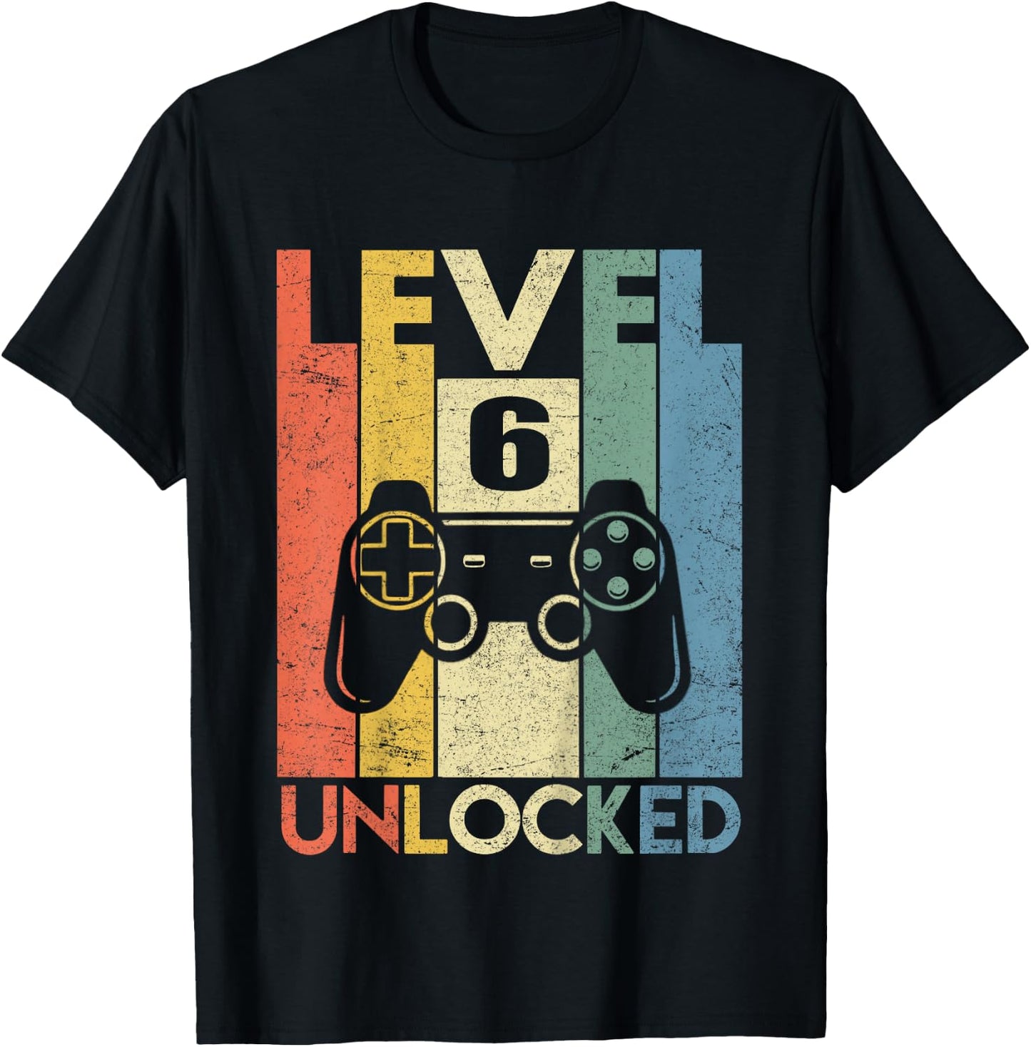 Level 6 Unlocked Shirt Funny Video Gamer 6th Birthday Gift T-Shirt - T-Shirt | Black