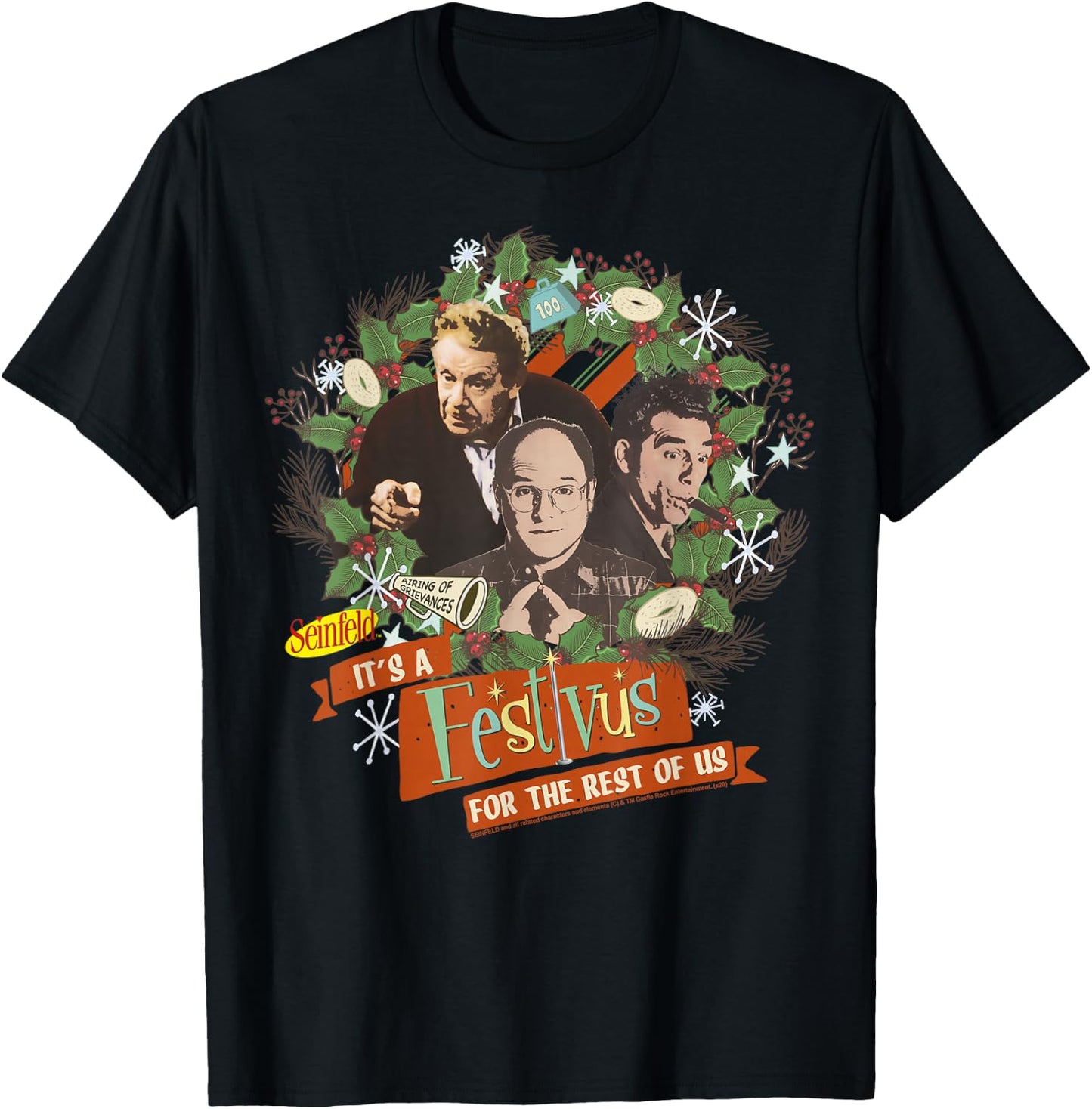 Seinfeld Festivus It's A Festivus for The Rest of Us Wreath T-Shirt - T-Shirt | Black