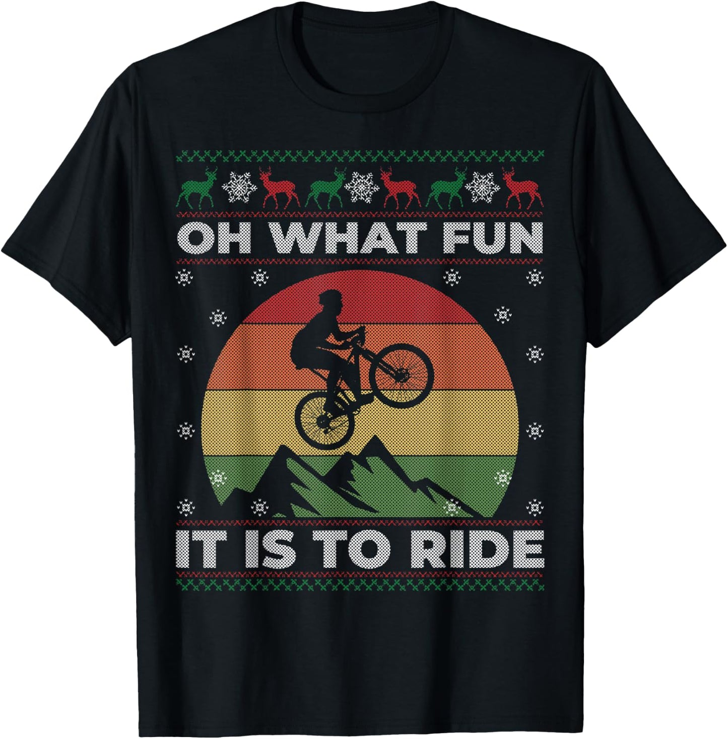 Mountain Bike Ugly Sweater Christmas Gift Women T-Shirt - T-Shirt | Black