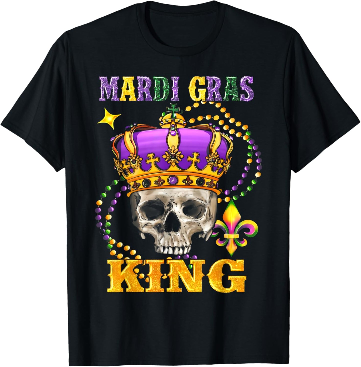 Mardi Gras King Men Carnival Costume Gift Mardi Gras T-Shirt - T-Shirt | Black