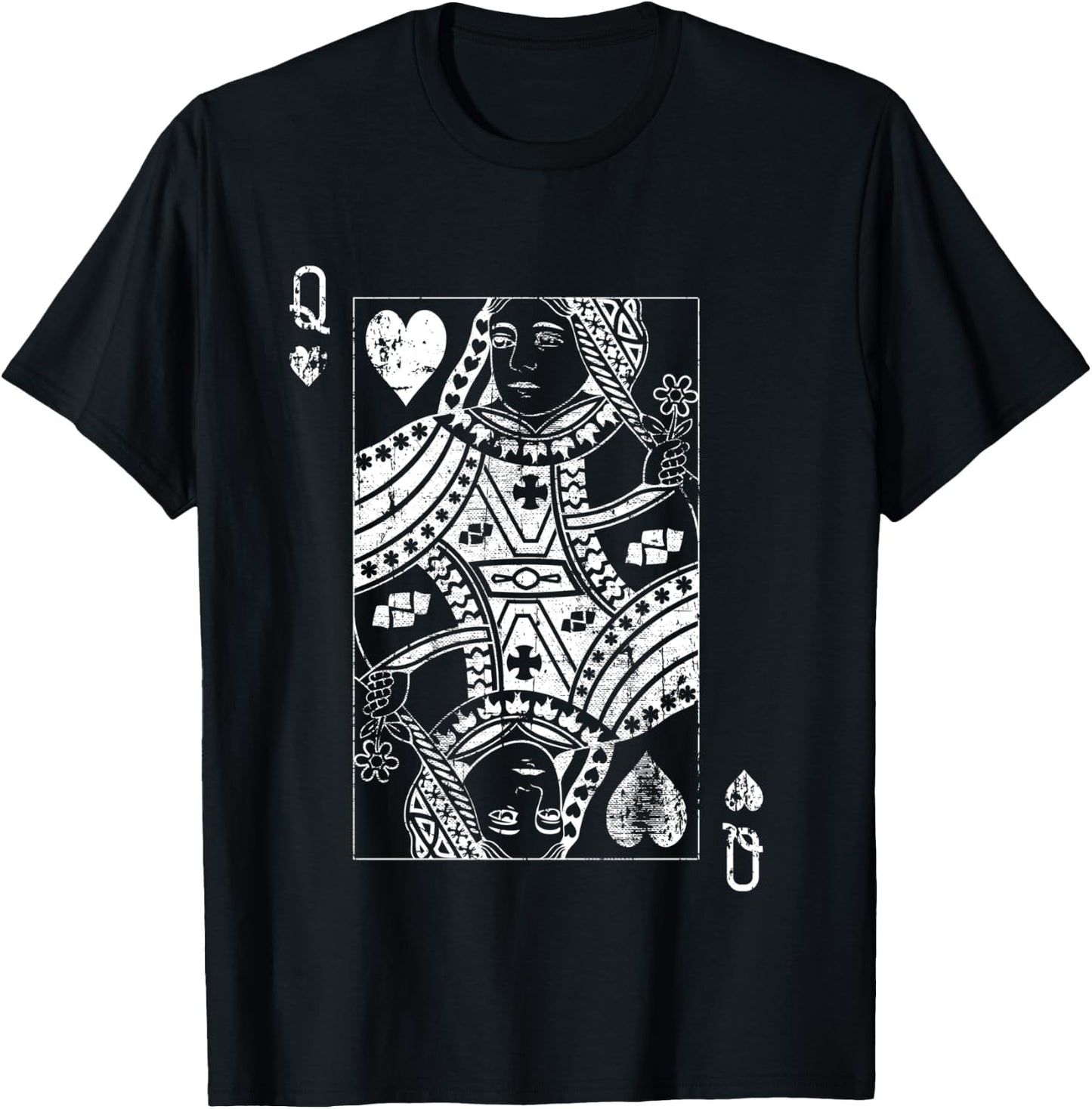 Queen Of Hearts Vintage Card T-Shirt - T-Shirt | Black