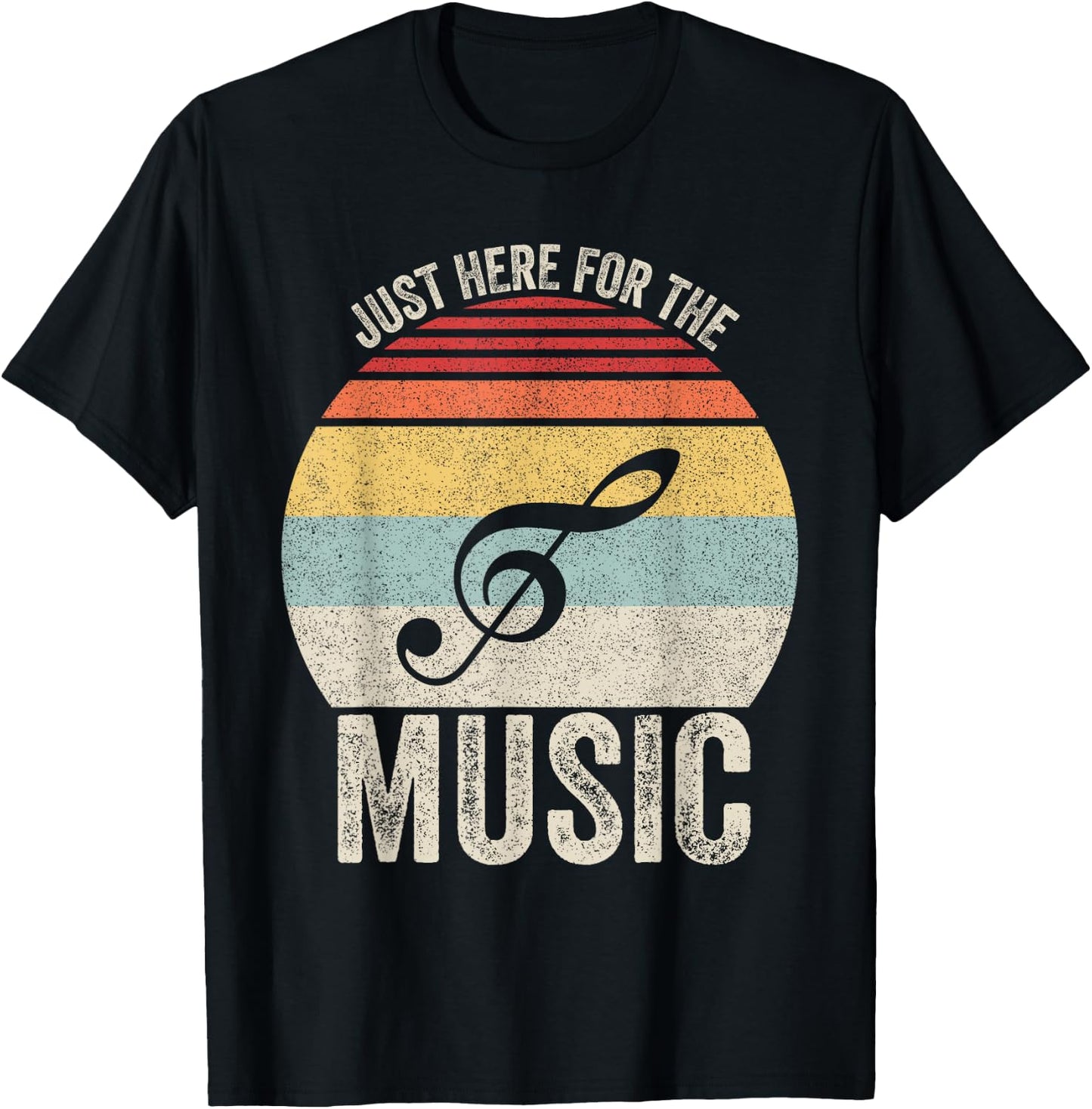 Vintage Retro Just Here For The Music T-Shirt - T-Shirt | Black