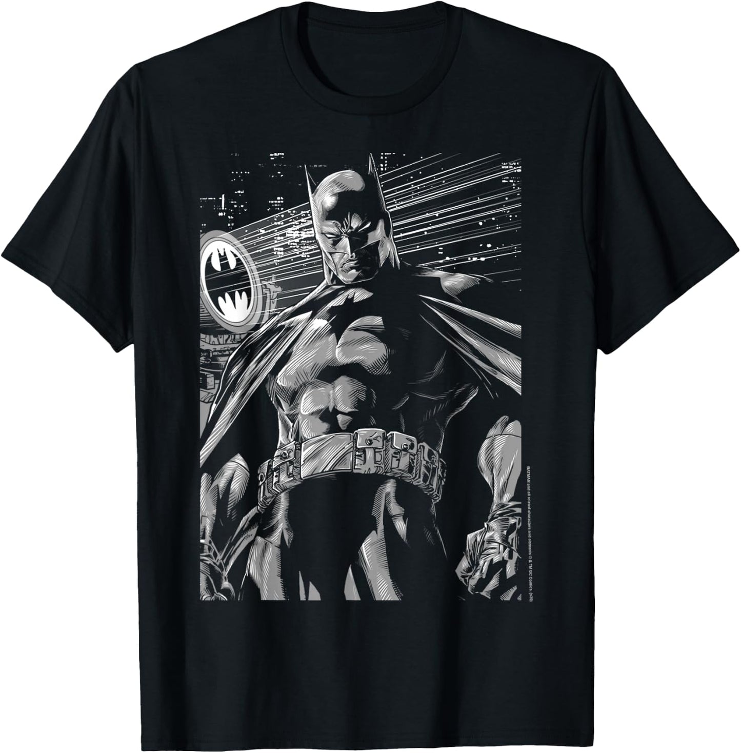 DC Comics Batman Dark Black And White Poster T-Shirt - T-Shirt | Black