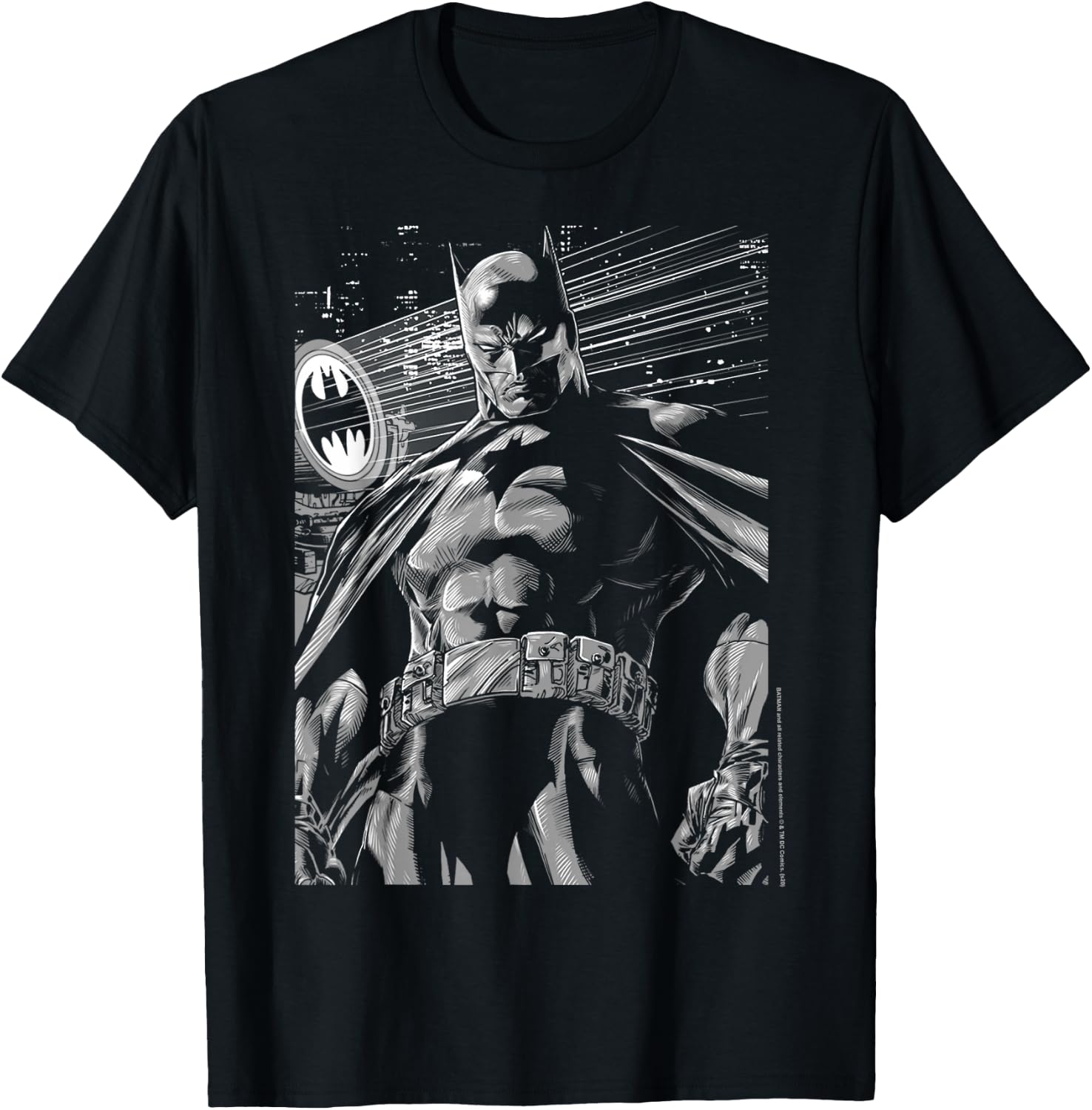 DC Comics Batman Dark Black And White Poster T-Shirt - T-Shirt | Black