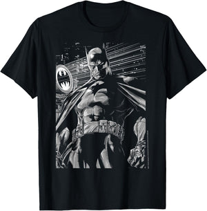 DC Comics Batman Dark Black And White Poster T-Shirt - T-Shirt | Black