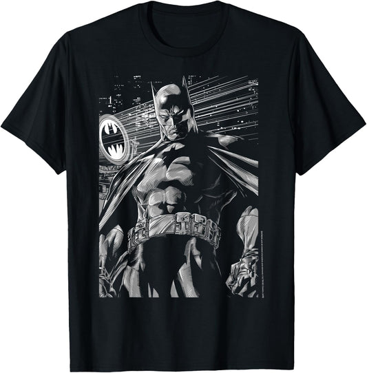 DC Comics Batman Dark Black And White Poster T-Shirt - T-Shirt | Black