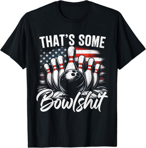 That's Some Bowlshit Vintage Funny USA FLag Bowling Bowler T-Shirt - T-Shirt | Black