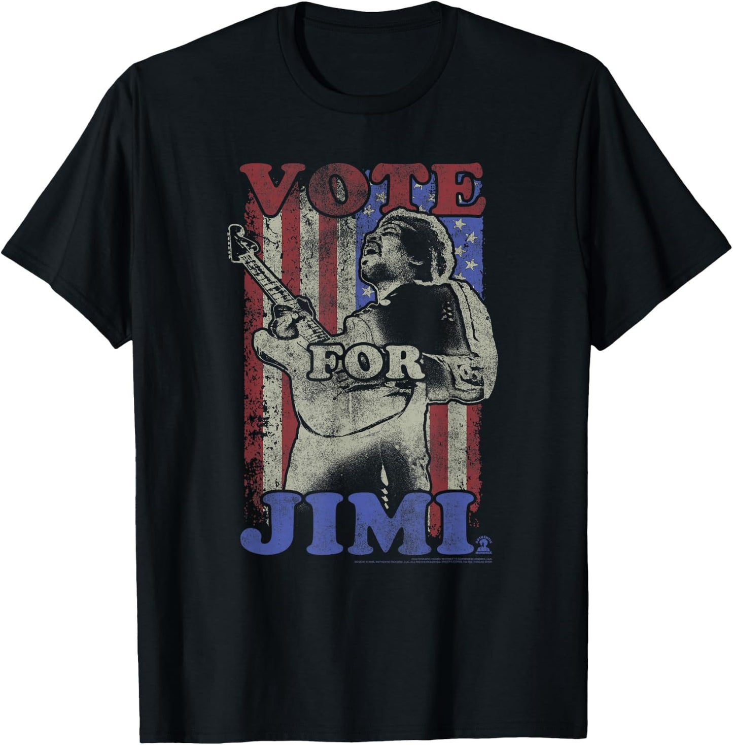 Jimi Hendrix Official Guitar Flag Vote for Jimi T-Shirt - T-Shirt | Black