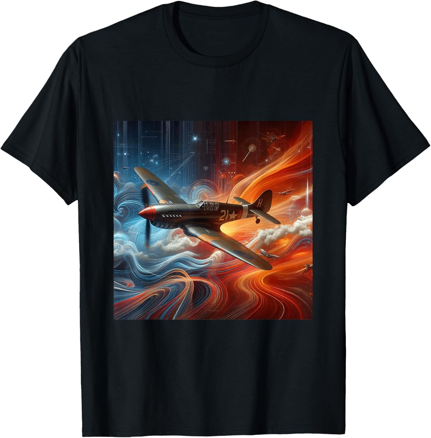 P-40 Warhawk | North American Aviation WW2 P40 Fighter Plane T-Shirt - T-Shirt | Black