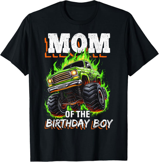 Mom of the Birthday Boy Monster Truck Birthday Novelty T-Shirt - T-Shirt | Black