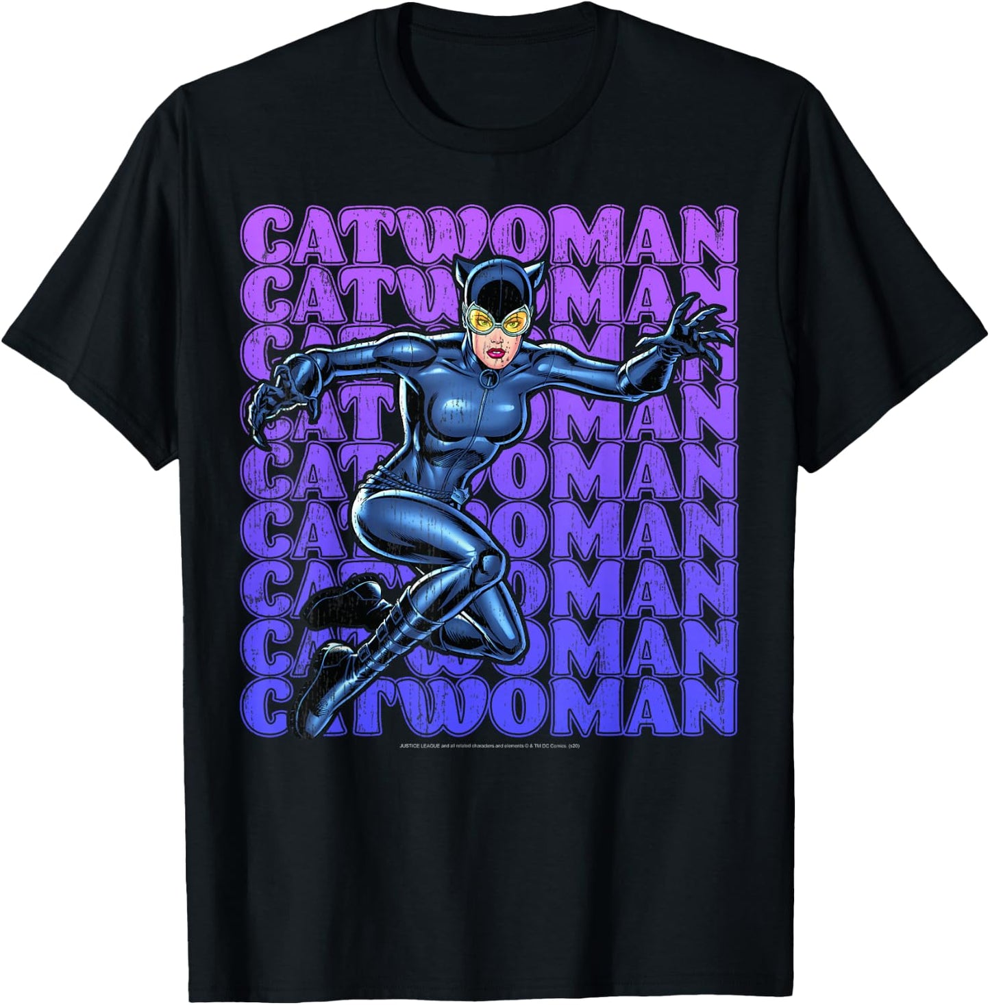 DC Comics Catwoman Name Stack Portrait T-Shirt - T-Shirt | Black